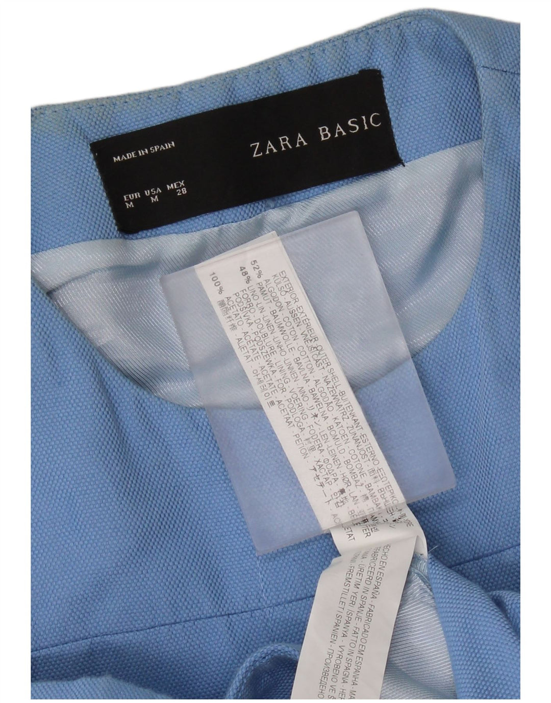 Zara Damen Mantel UK 12 Mittelblaue Baumwolle