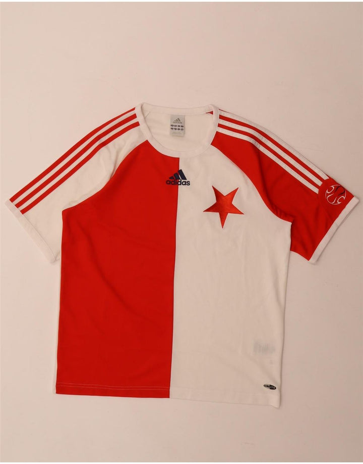 Adidas Herren Climalite Graphic T-Shirt Top Mittelrotes Farbblock-Polyester
