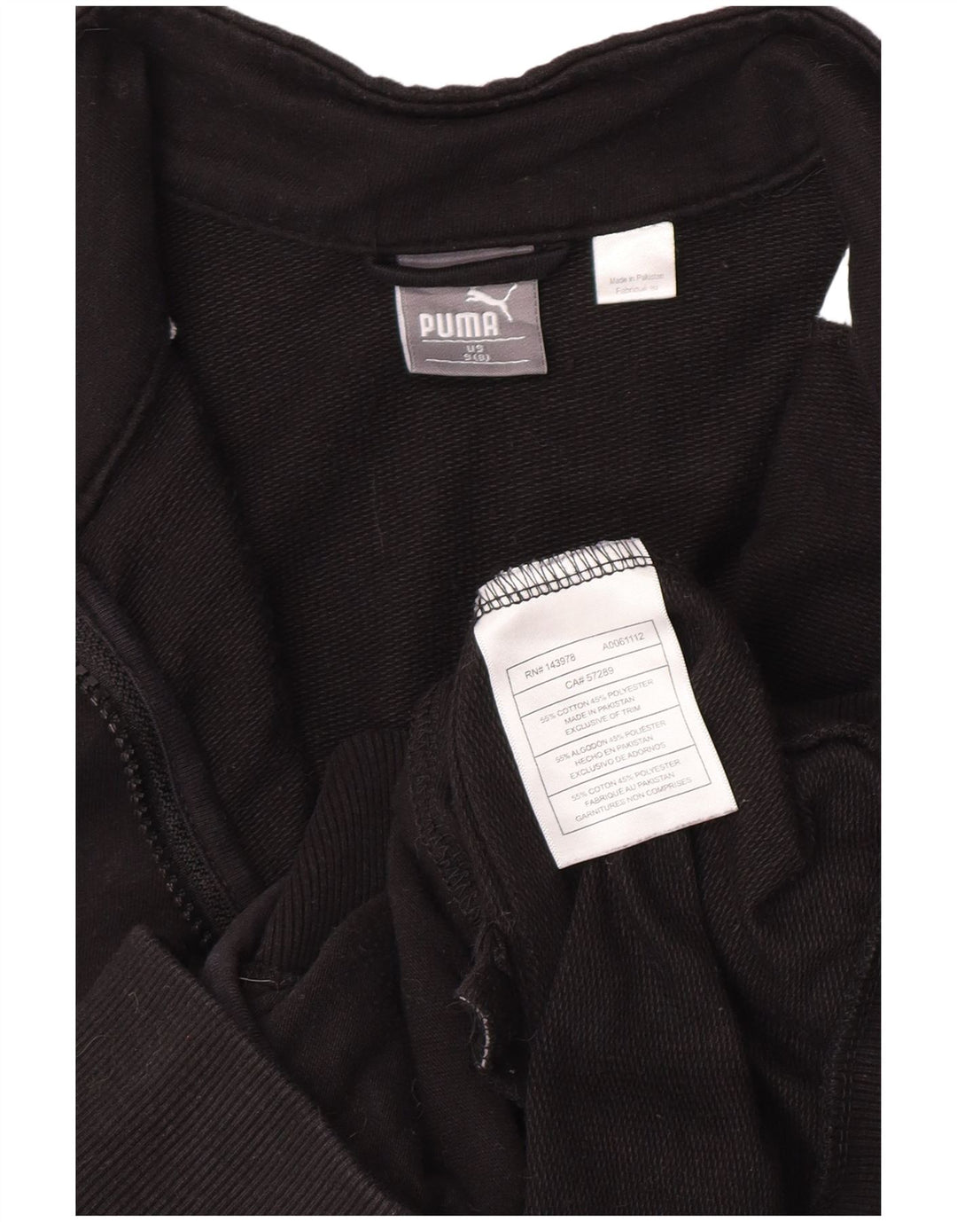 Puma Jungen-Trainingsanzug, Oberteil, Jacke, 7–8 Jahre, Größe S, Schwarz, Colourblock-Baumwolle