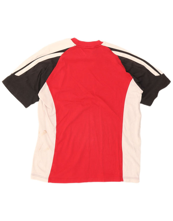 Adidas Herren T-Shirt Top UK 42/44 Große rote Colourblock-Baumwolle