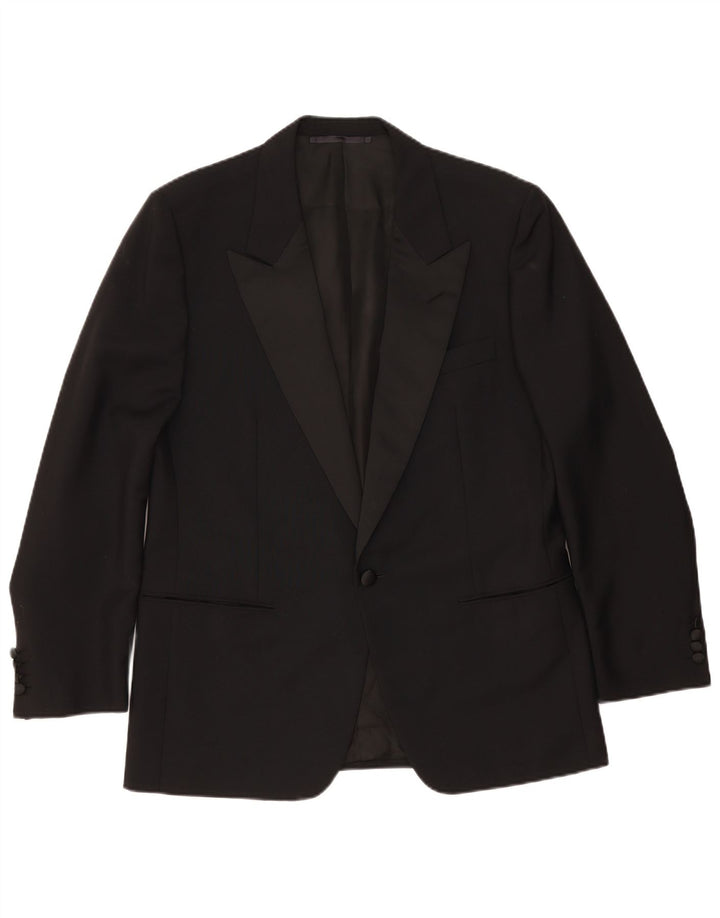Gemelli Herren-Blazer mit 1 Knopf, UK 42, XL, schwarze Wolle