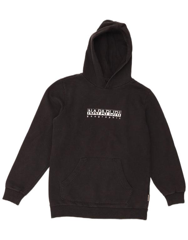 Napapijri Kapuzenpullover mit Geographic-Grafik für Jungen, 13–14 Jahre, schwarze Baumwolle