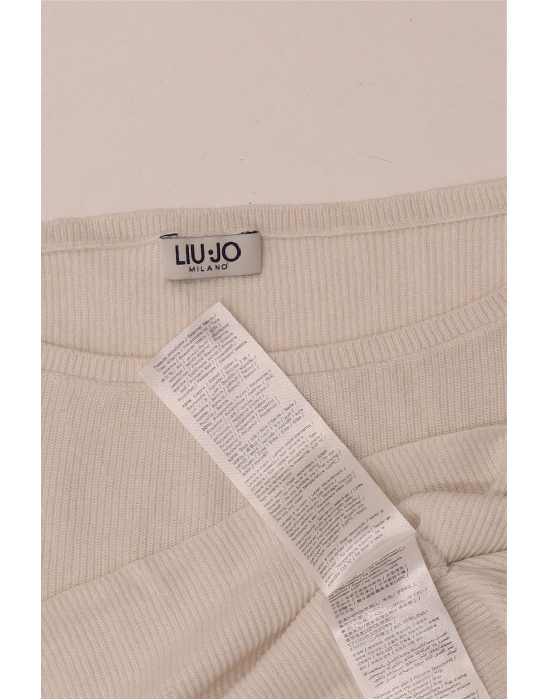 LIU JO Damen Crop Oversized Top Langarm UK 14 Mittelweiße Baumwolle