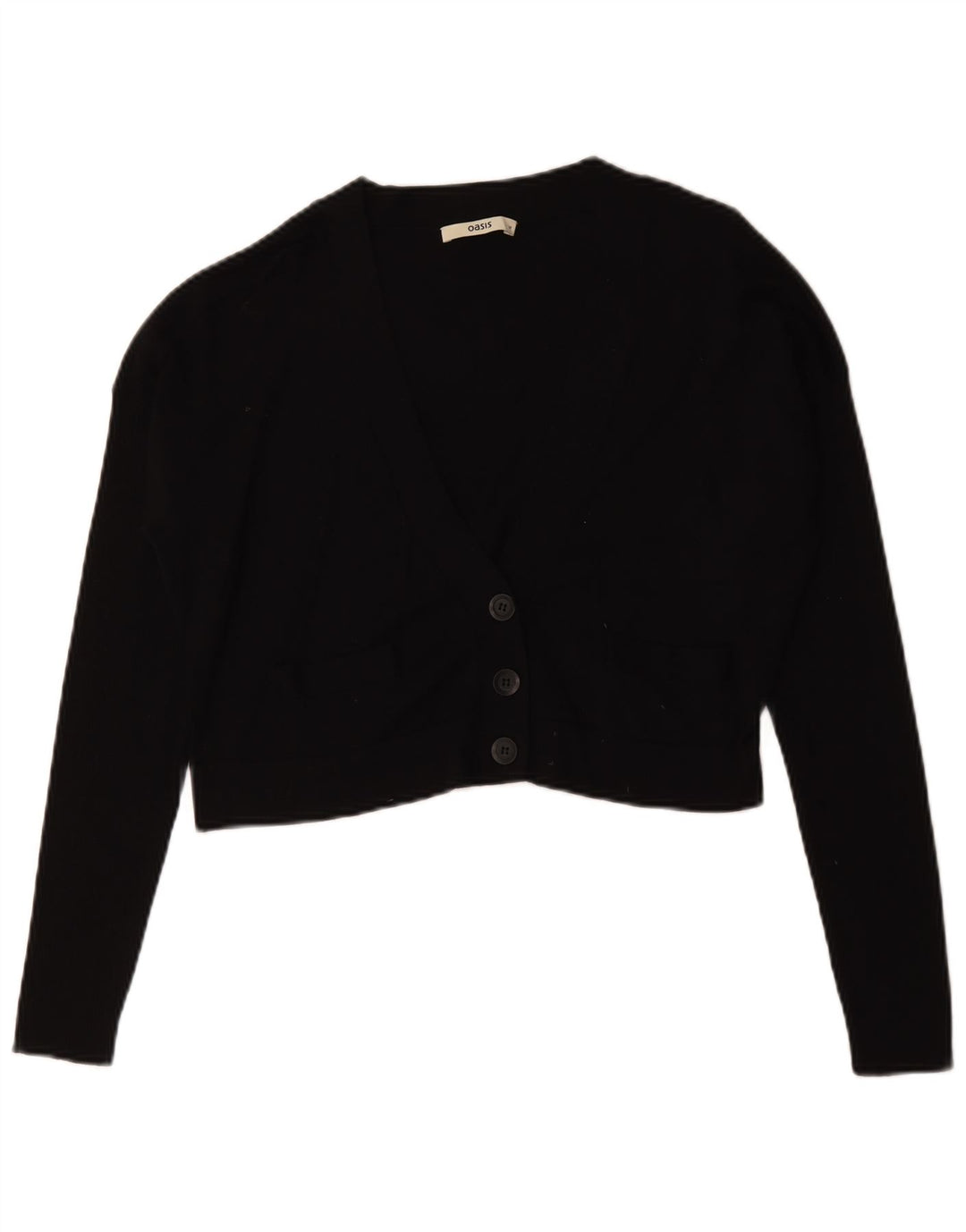 Oasis Damen Crop-Oversize-Cardigan-Pullover UK 14 Mittelschwarze Baumwolle