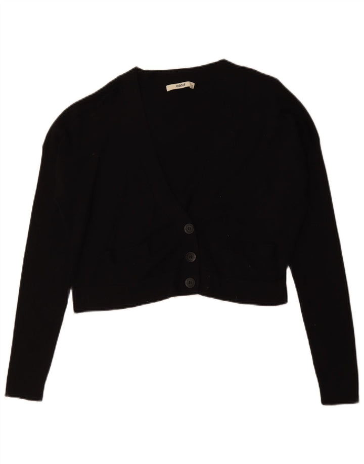 Oasis Damen Crop-Oversize-Cardigan-Pullover UK 14 Mittelschwarze Baumwolle