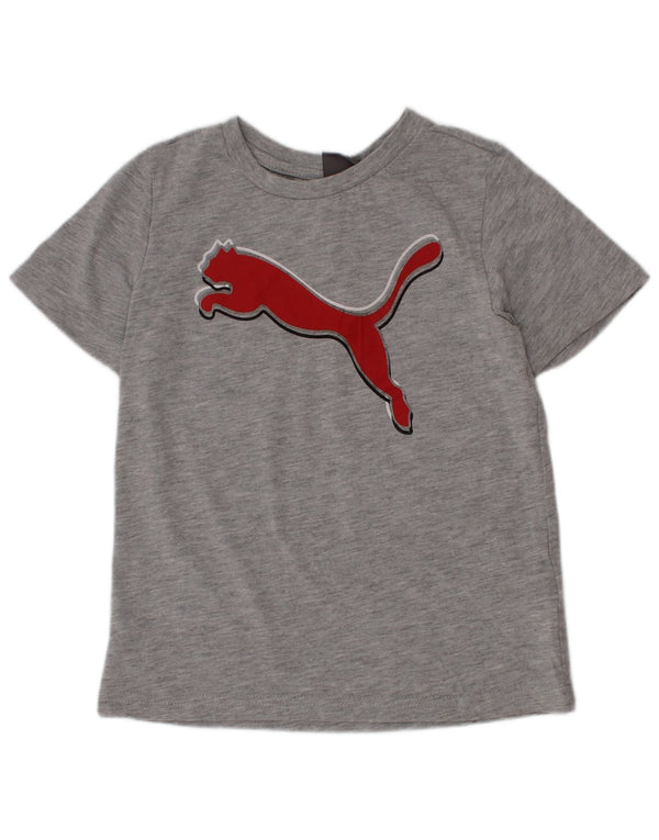 Puma Jungen T-Shirt mit Grafik, 4–5 Jahre, graue Baumwolle