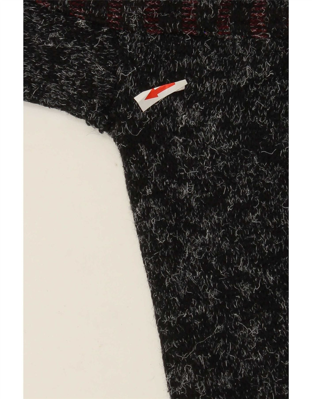 Vintage Herren Pullover mit Rundhalsausschnitt, groß, schwarz, Patchwork-Wolle