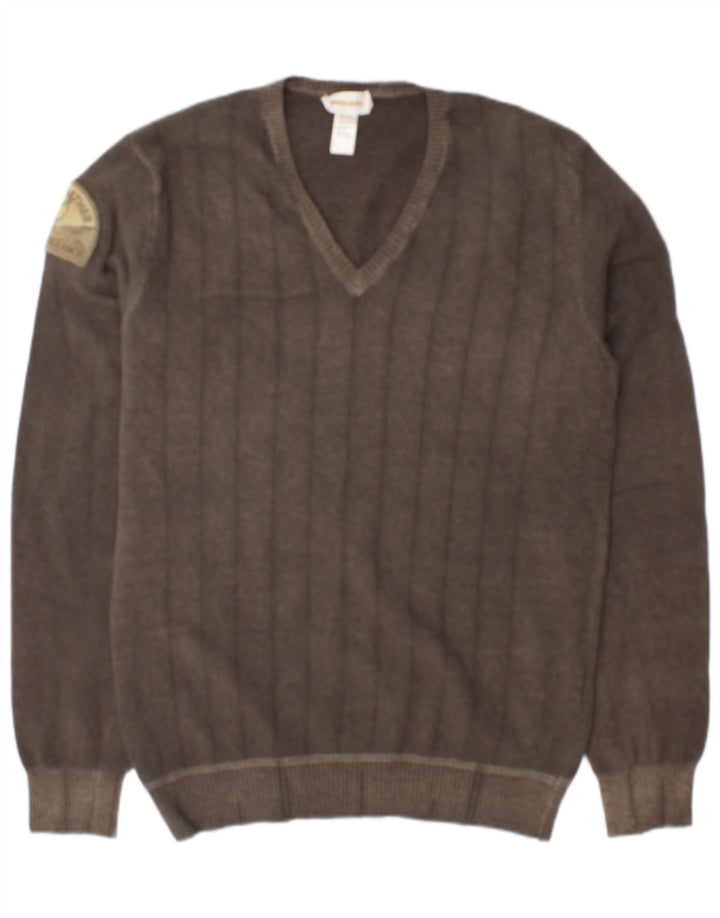 Diesel Herren-Pullover mit V-Ausschnitt, XL, graue Wolle