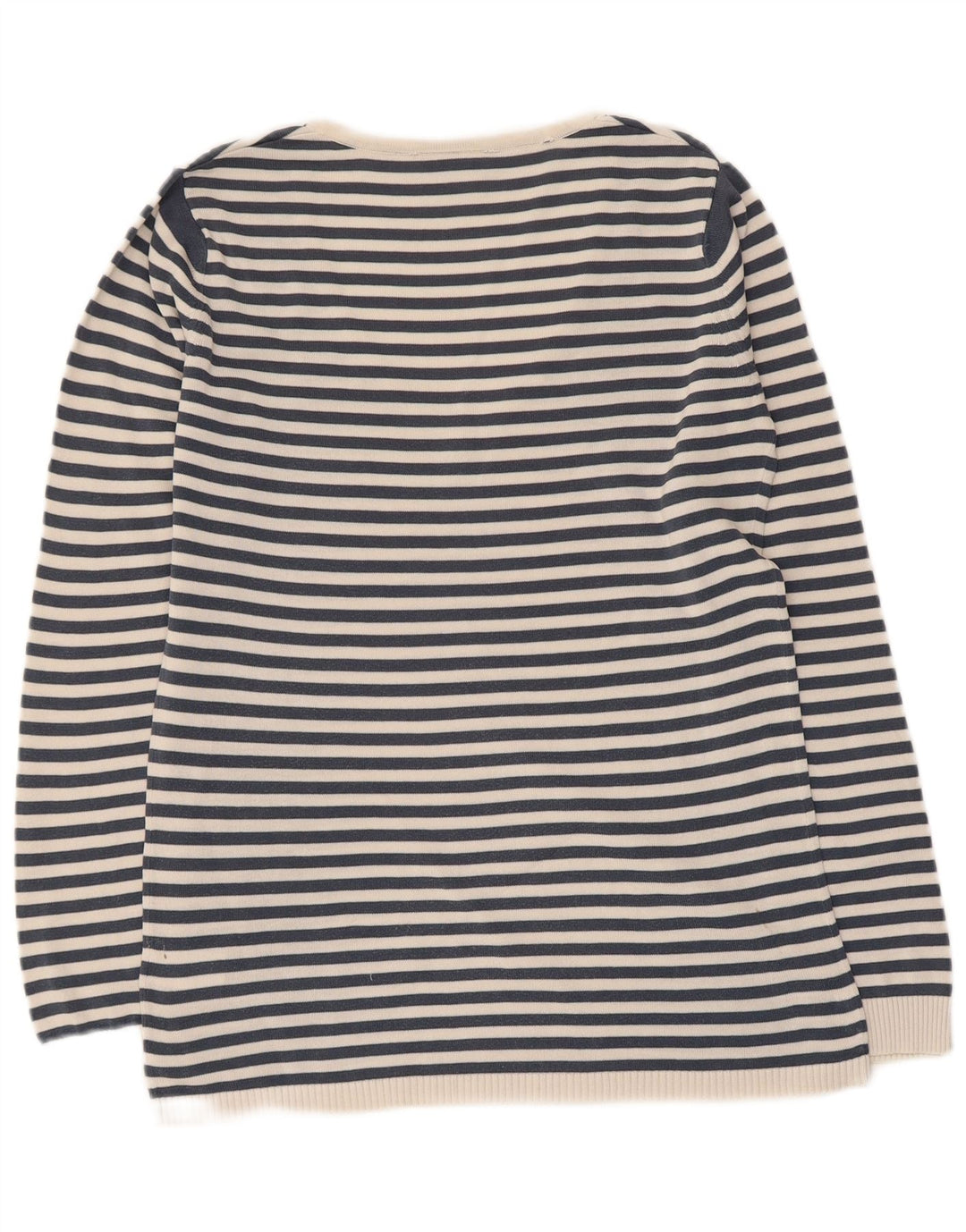 Lacoste Damen-Pullover mit V-Ausschnitt, Größe 38, mittelmarineblau gestreift