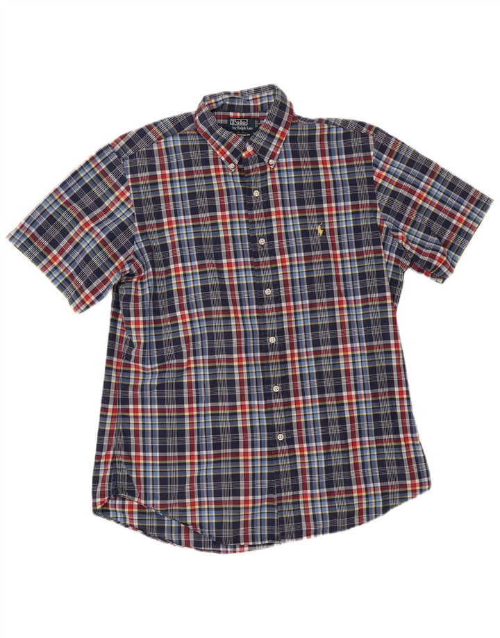 Polo Ralph Lauren Herren-Hemd mit individueller Passform, groß, blau, kariert, Baumwolle