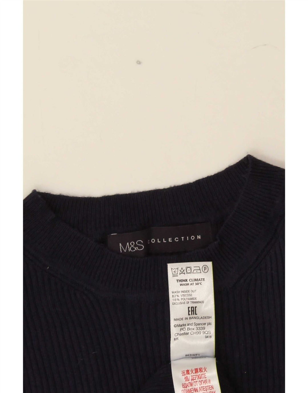 Marks & Spencer Damen-Pullover mit Rundhalsausschnitt, Gr. 8, Marineblau