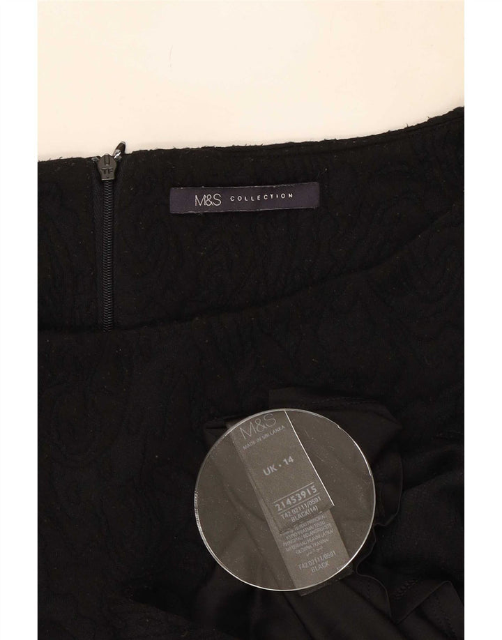 Marks & Spencer Damen Etuikleid UK 14 Mittelschwarzes Paisley-Polyester