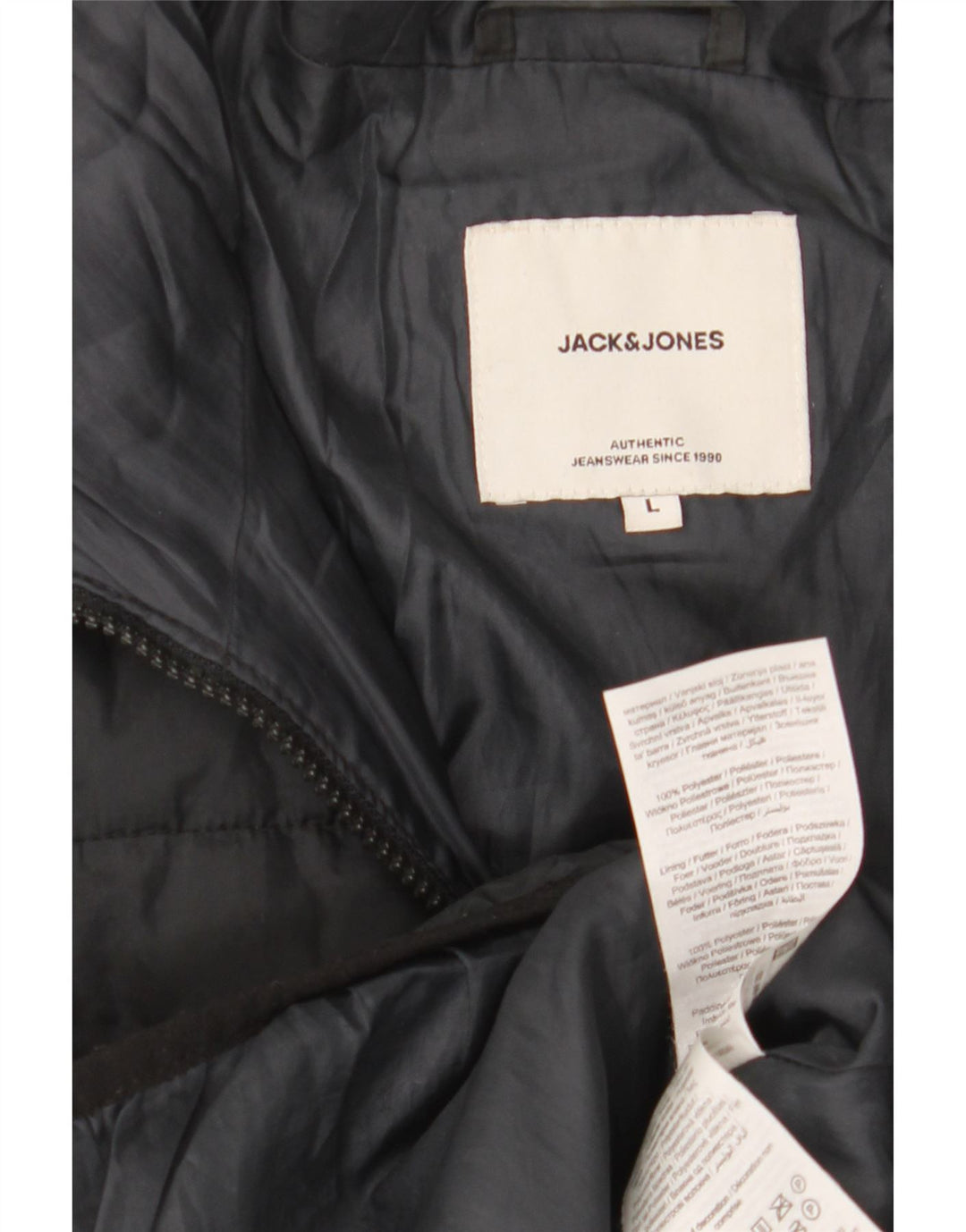 Jack & Jones Herren-Jacke mit Kapuze, gepolstert, UK 40, Größe L, Schwarz, Polyester