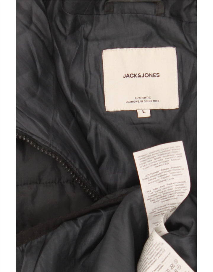 Jack & Jones Herren-Jacke mit Kapuze, gepolstert, UK 40, Größe L, Schwarz, Polyester