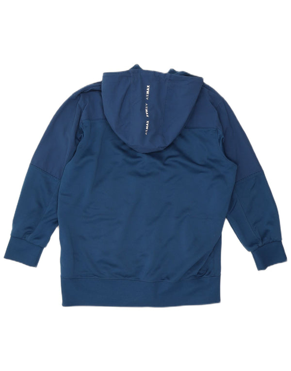 Nike Damen Zip Hoodie Pullover UK 14 Mittelblaues Polyester