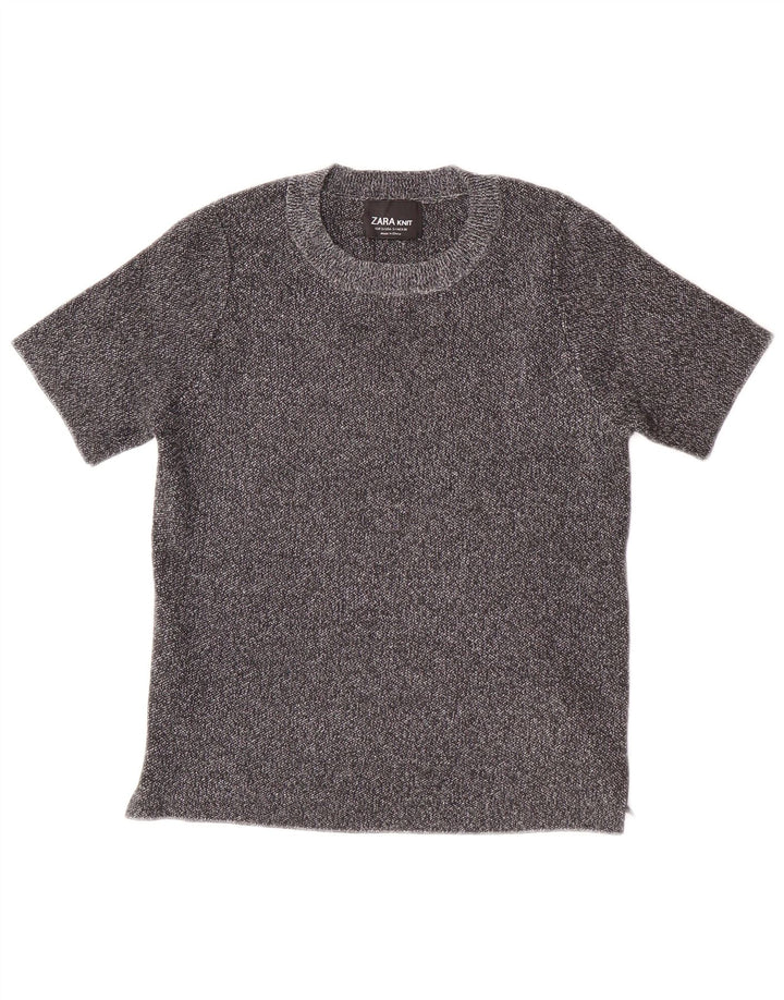 ZARA Damen Crop T-Shirt Top UK 8 Small Grau
