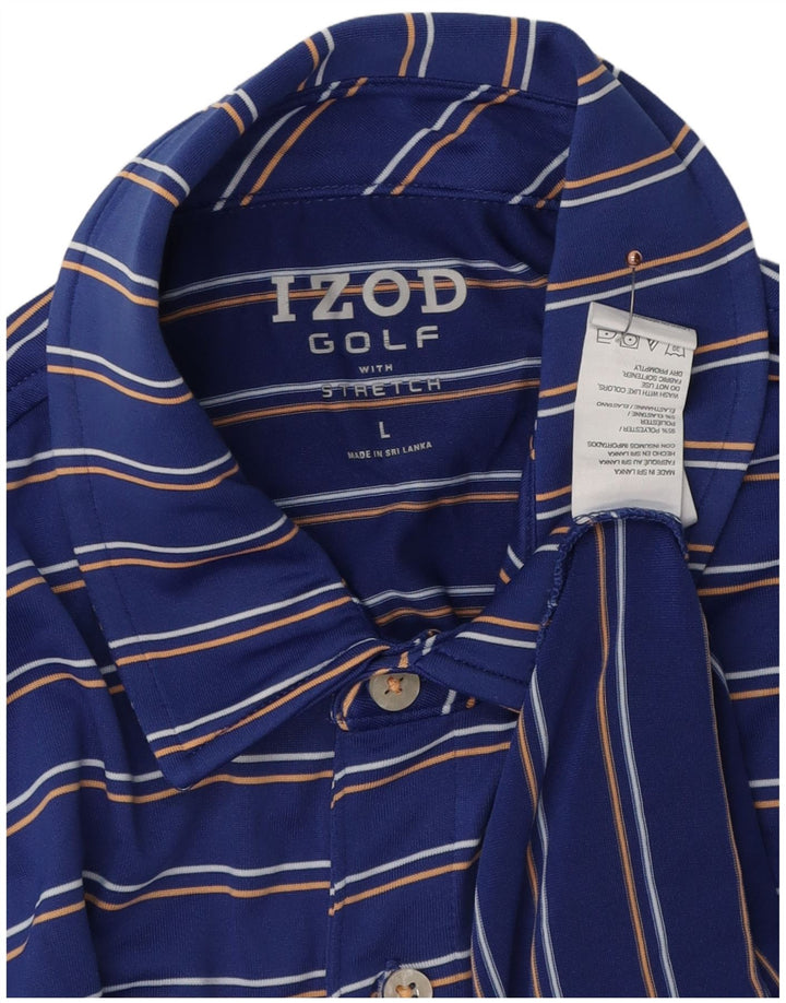IZOD Herren-Golf-Poloshirt, groß, blau gestreift, Polyester