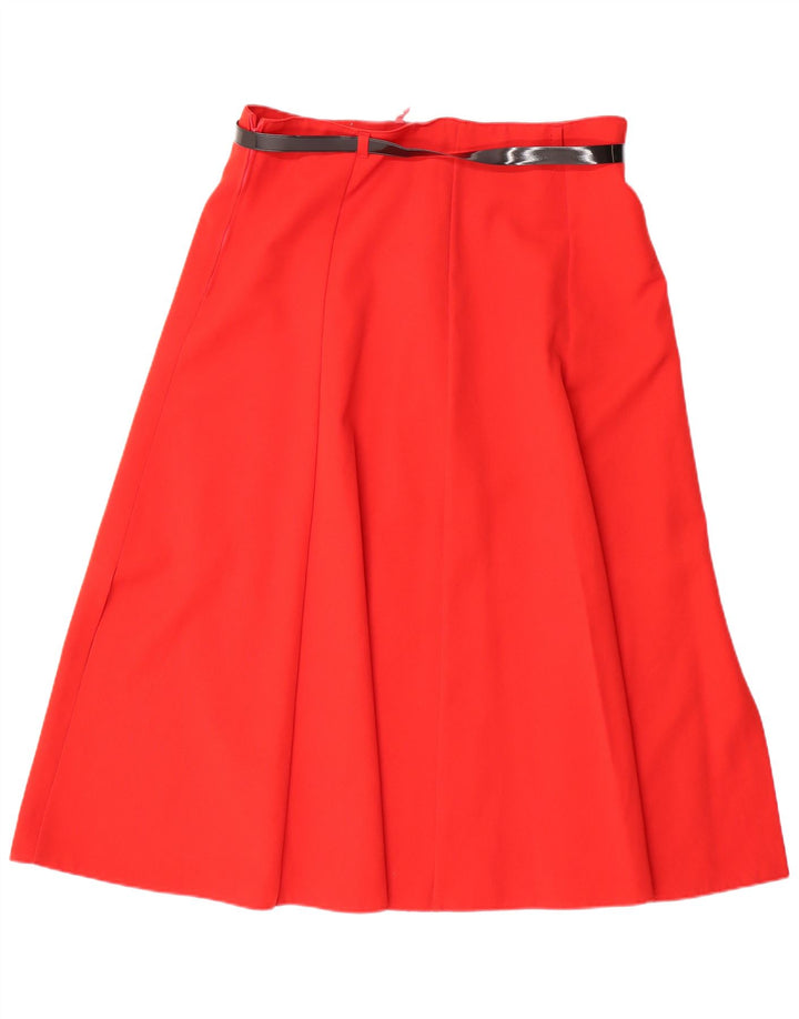 VINTAGE Womens Flared Skirt UK 18 XL  Red Polyester