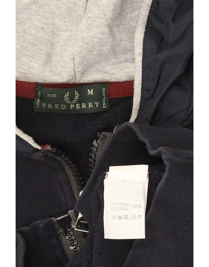 Fred Perry Herren-Kapuzenpullover mit Reißverschluss, mittlere marineblaue Baumwolle