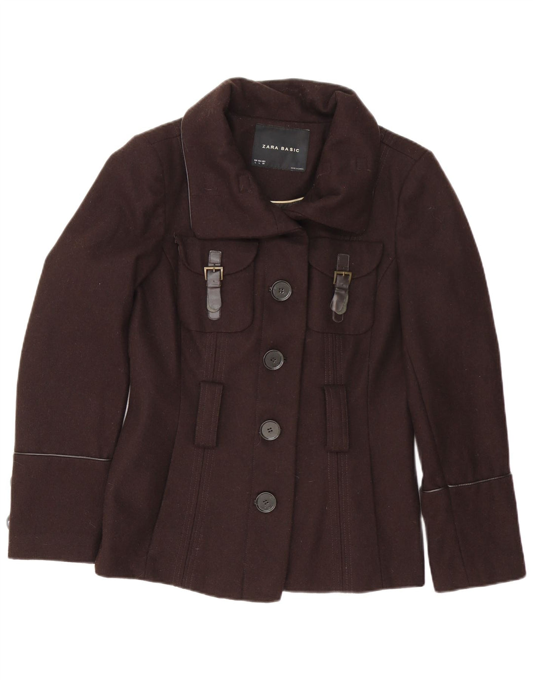 Zara Damen Militärjacke UK 16 Große braune Wolle