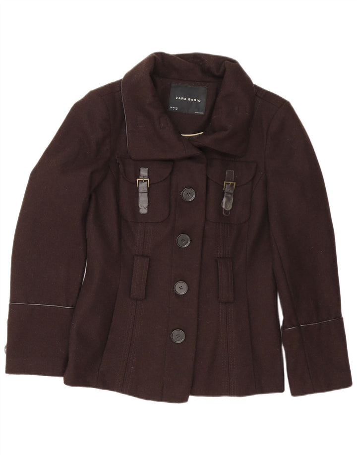 Zara Damen Militärjacke UK 16 Große braune Wolle