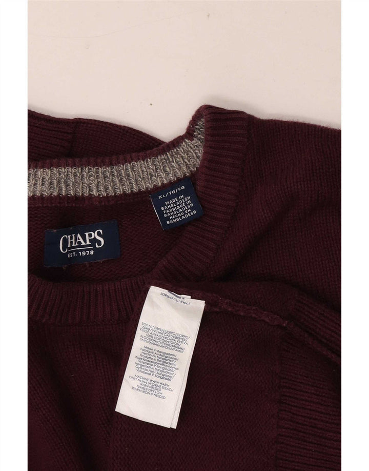 Chaps Herren-Pullover mit Rundhalsausschnitt, XL, Burgunderrot, Baumwolle