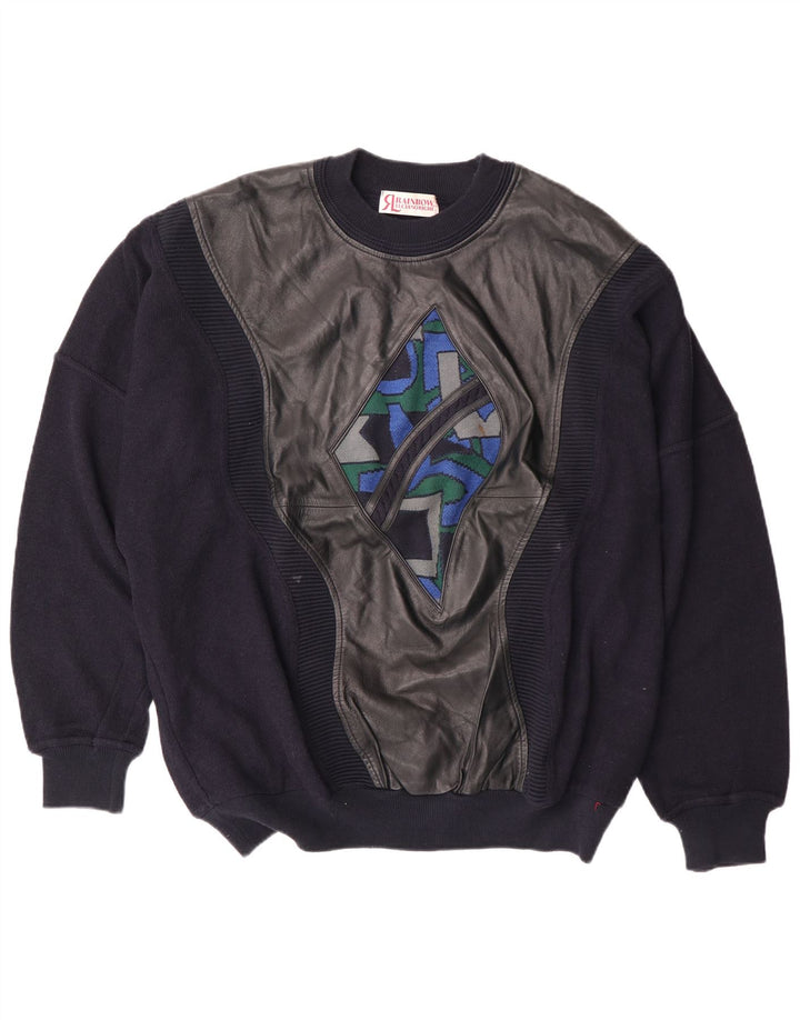 Rainbow Herren-Pullover mit Rundhalsausschnitt IT 56 2XL Marineblaue geometrische Baumwolle