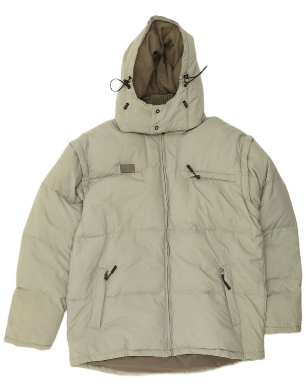 Fila Wattierte Herrenjacke mit Kapuze, UK 44 2XL, grüner Farbblock