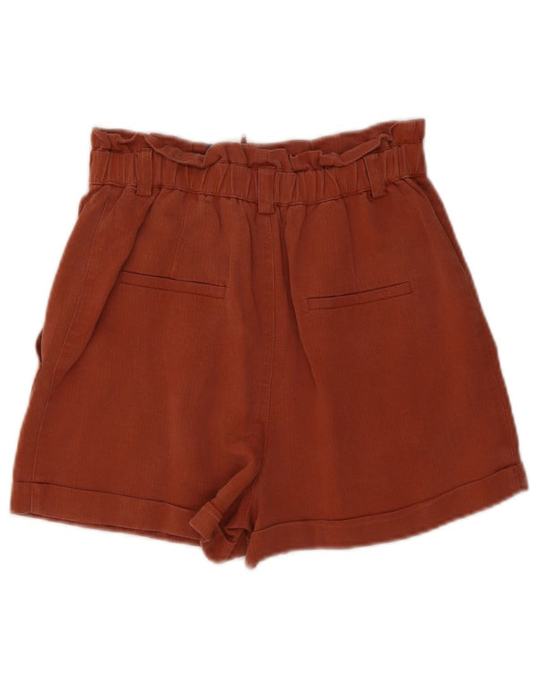Zara Womens Loose Fit High Waist Casual Shorts XS W24 Braun Lycra