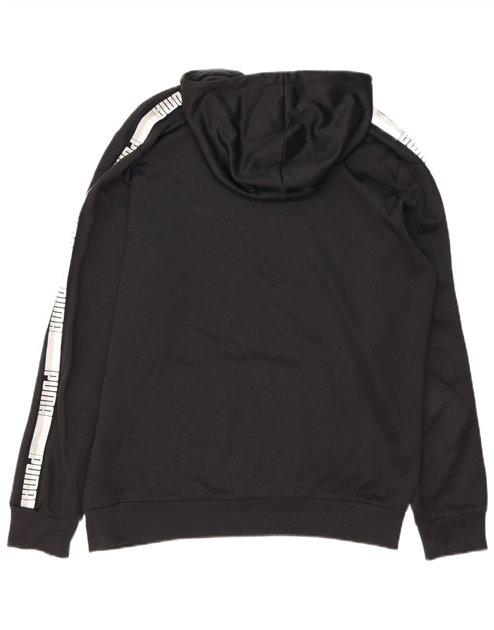 PUMA Mens Graphic Hoodie Jumper Medium Black Colourblock Cotton