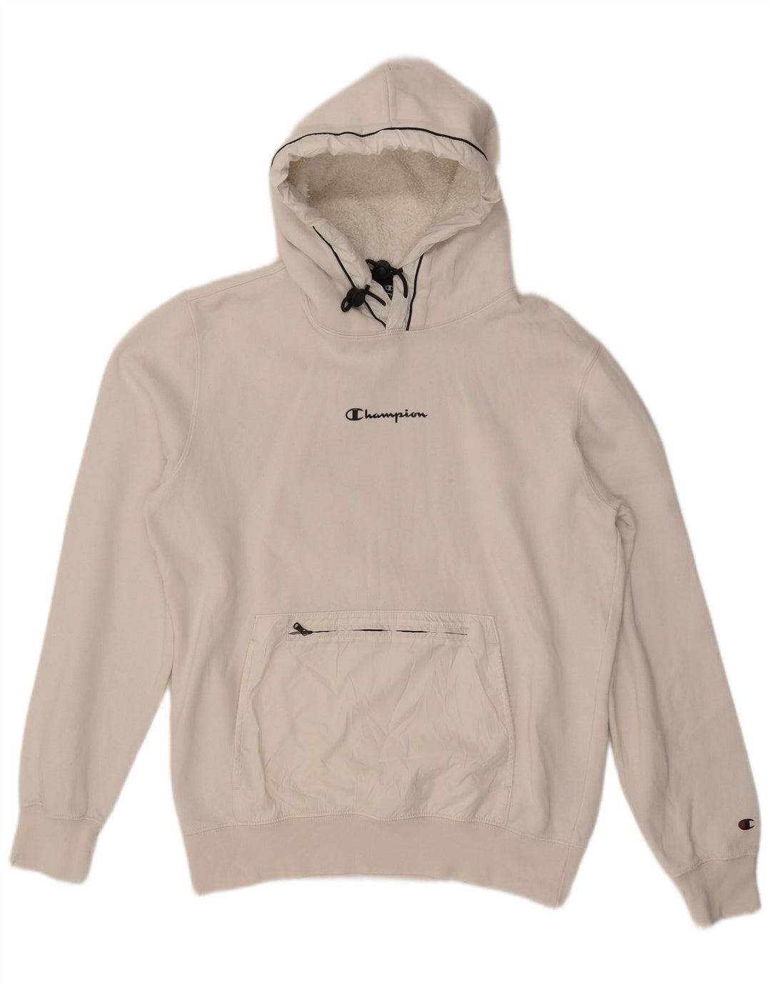 CHAMPION Damen Kapuzenpullover UK 16 Large Weiße Baumwolle