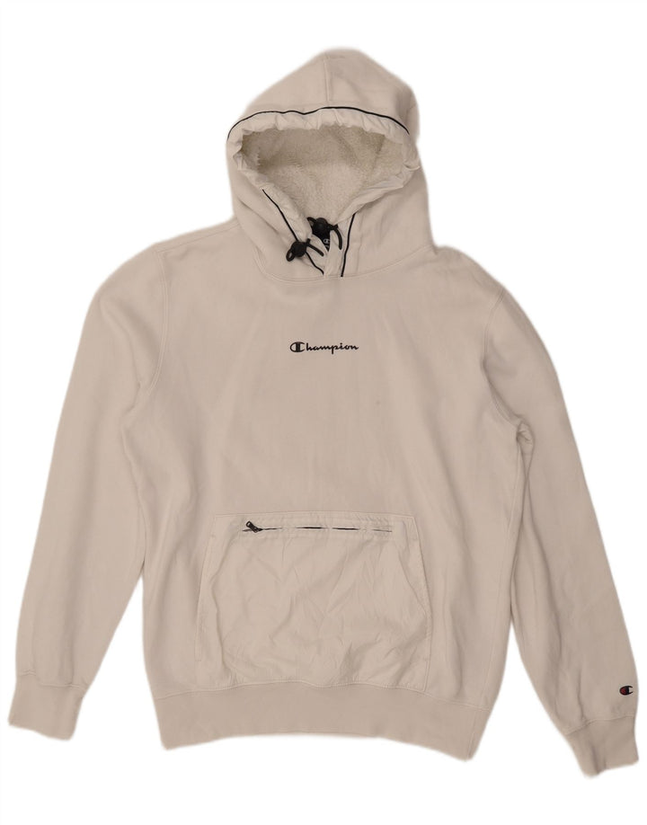 CHAMPION Damen Kapuzenpullover UK 16 Large Weiße Baumwolle