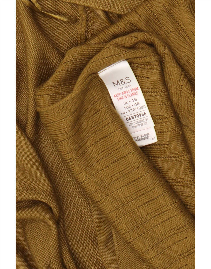 Marks & Spencer Damen Longline Open Cardigan Pullover UK 16 Large Khaki