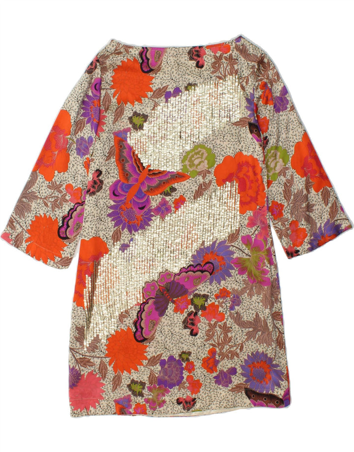 MONSOON Womens 3/4 Sleeve Basic Dress SUK 8 Small  Multicoloured Floral Vintage Monsoon and Second-Hand Monsoon from Messina Hembry 