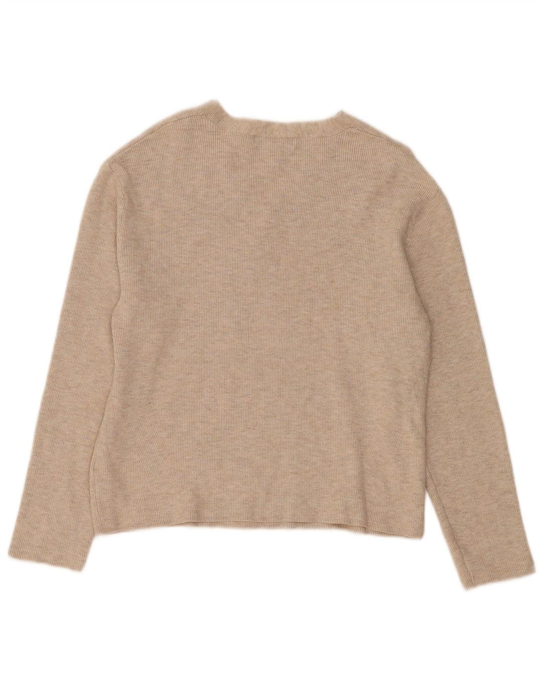 Marks & Spencer Damen-Pullover mit V-Ausschnitt, Gr. 14, mittelbeige Viskose