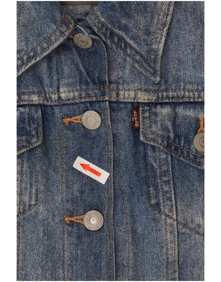 Levi's Damen Crop Denim Gilet UK 12 Mittelblaue Baumwolle