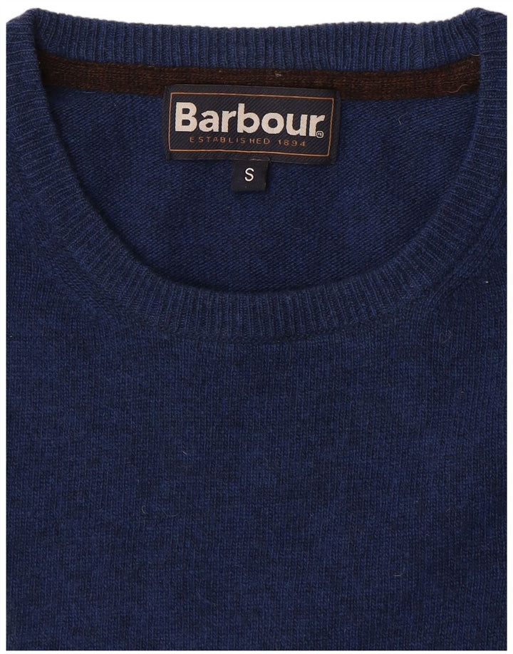 Barbour Herren-Pullover mit Rundhalsausschnitt, klein, marineblaue Lammwolle