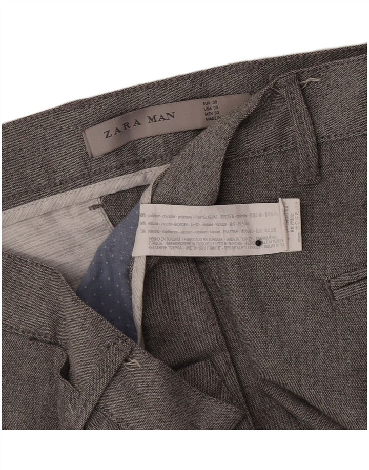 Zara Slim Chino-Hose für Herren, EU 38, Größe S, W30, L27, Grau, Polyester