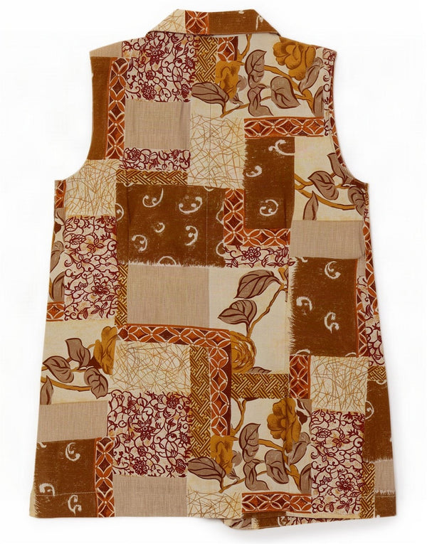 Vintage Damen Weste UK 12 Medium Beige Patchwork