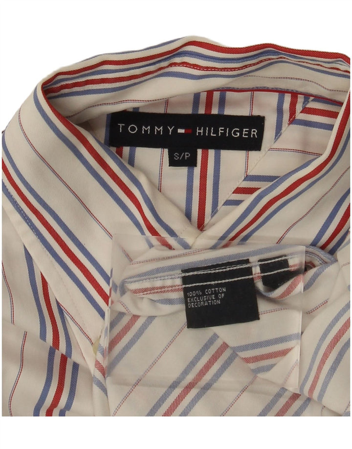 Tommy Hilfiger Herrenhemd, klein, weiße Nadelstreifen-Baumwolle