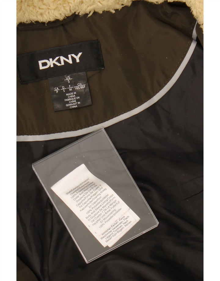DKNY Womens Hooded Quilted Jacket UK 10 Small Khaki Polyester Vintage Dkny and Second-Hand Dkny from Messina Hembry 