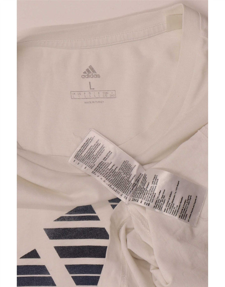 Adidas Herren Graphic T-Shirt Oberteil Large Weiß Baumwolle