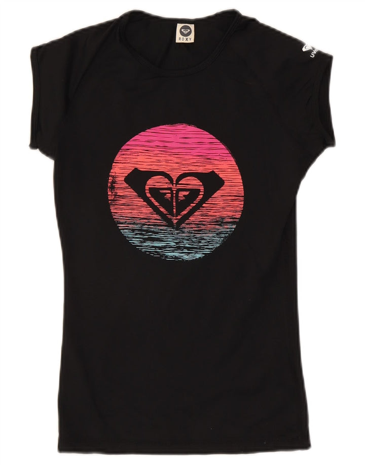Roxy Womens Graphic T-Shirt Top UK 8 Small Schwarz Polyester