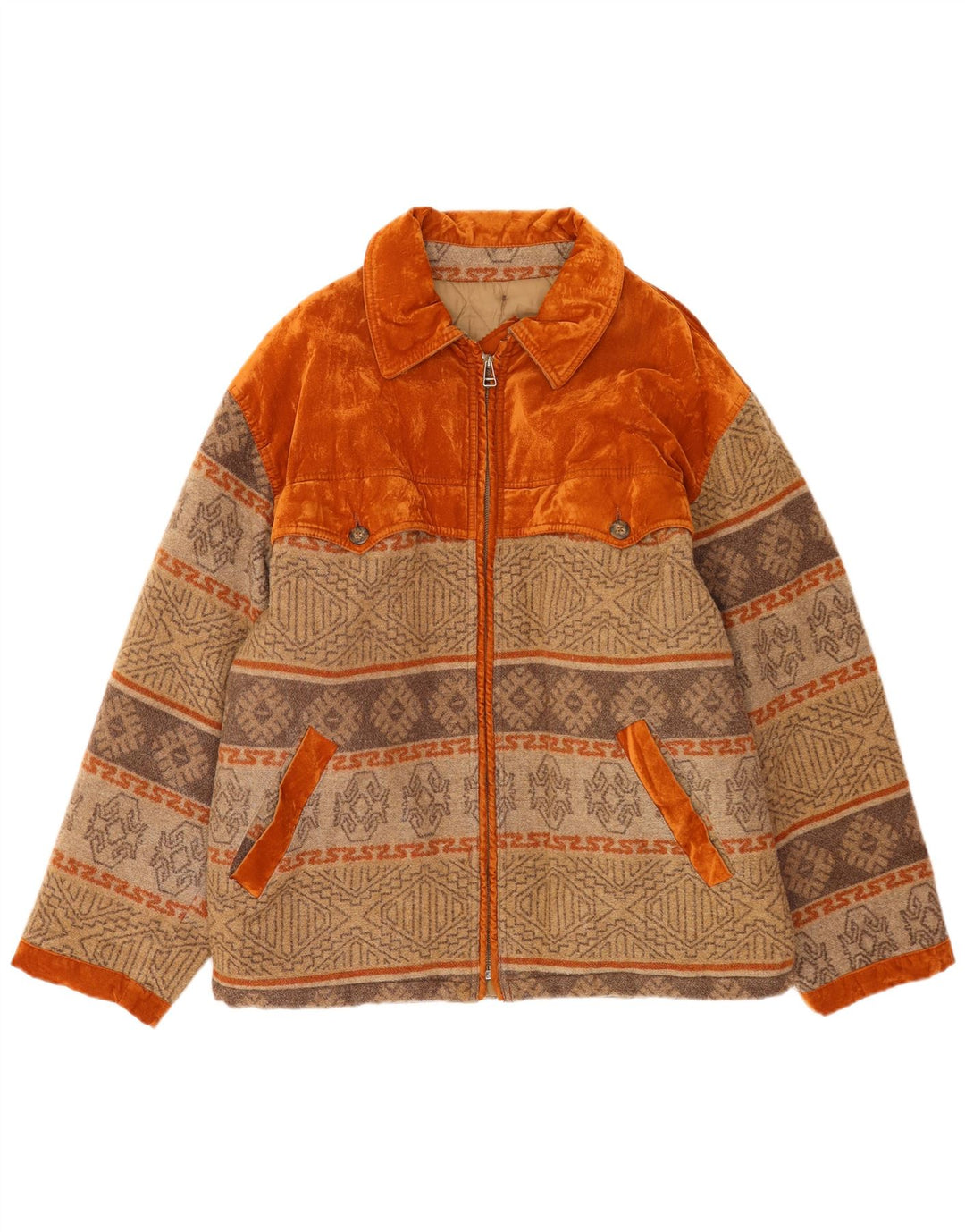 Polbot Herren Bomberjacke UK 42 XL Beige geometrische Wolle