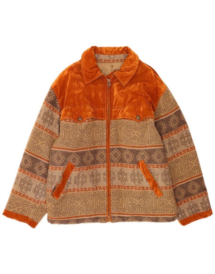 Polbot Herren Bomberjacke UK 42 XL Beige geometrische Wolle