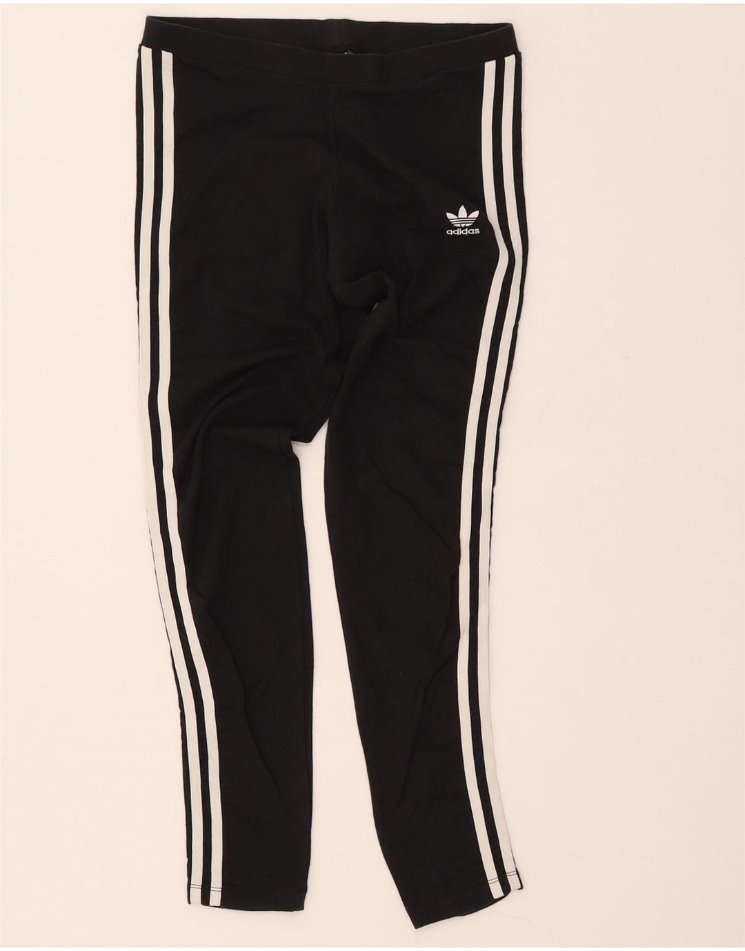 ADIDAS Damen Leggings UK 10 Small Schwarz Baumwolle