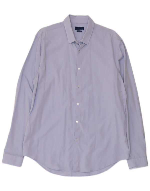 Zara Herren Slim Fit Hemd XL Blau Baumwolle