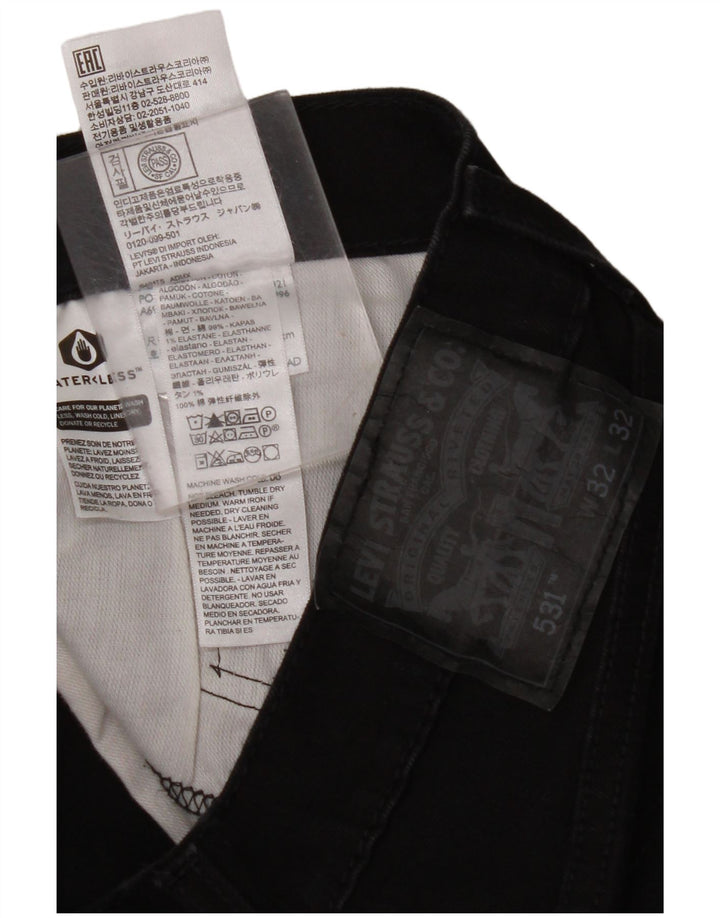 LEVI'S Herren 531 Slim Jeans W32 L32 Schwarze Baumwolle