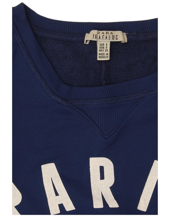 Zara Damen-Sweatshirt „Paris Graphic“ in Übergröße, Gr. 10, Größe S, Blau