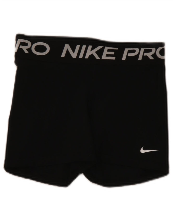 Nike Damen Dri Fit Graphic Sport Shorts UK 8 Small Schwarz Polyester